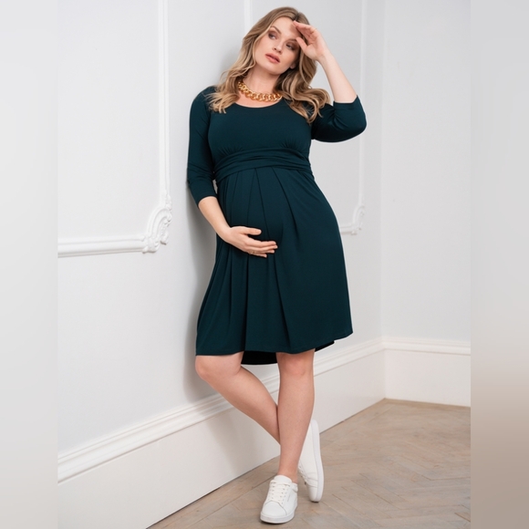 NWT Sz 14 Seraphine Emerald Jersey Maternity Nursing Dress - Picture 14 of 16